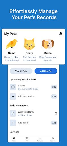 Rastreador de mascotas - Registros de cuidado de mascotas